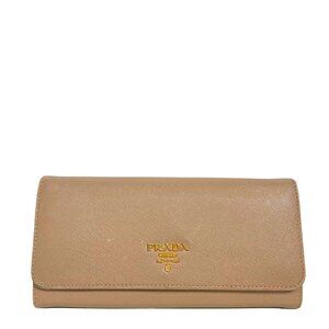 Prada Saffiano Metal Continental Flap Wallet Cammeo